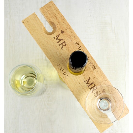 Personalised Married Couple Wine Glass & Bottle Holder