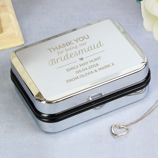 Personalised Bridesmaid Box and Sterling Silver Heart Necklace