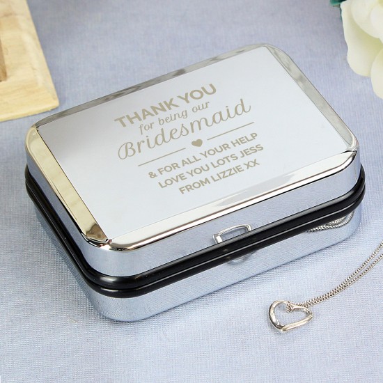 Personalised Bridesmaid Box and Sterling Silver Heart Necklace