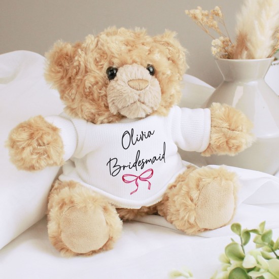 Personalised Bow Flower Girl Bear