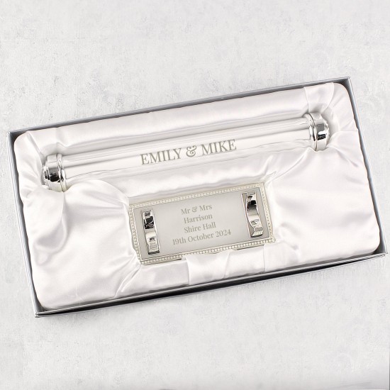 Personalised Free Text Silver Plated Wedding Certificate Holder
