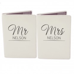 Personalised Classic Mr & Mrs Cream Passport Holders