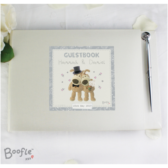 Personalised Boofle Wedding Hardback Guest Book & Pen