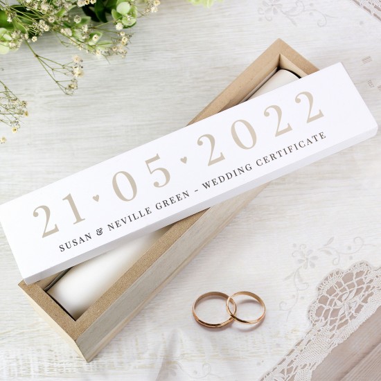 Personalised Special Date Wooden Wedding Certificate Holder