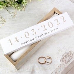 Personalised Special Date Wooden Wedding Certificate Holder