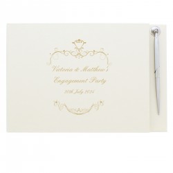 Personalised Gold Ornate Swirl Hardback Guest Book & Pen