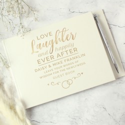 Personalised Happily Ever After Wedding Hardback Guest Book & Pen