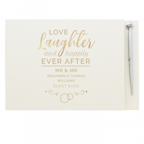 Personalised Happily Ever After Wedding Hardback Guest Book & Pen