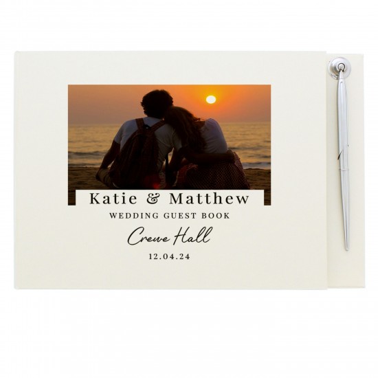 Personalised Photo Upload Hardback Guest Book & Pen