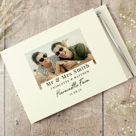 Personalised Photo Upload Hardback Guest Book & Pen