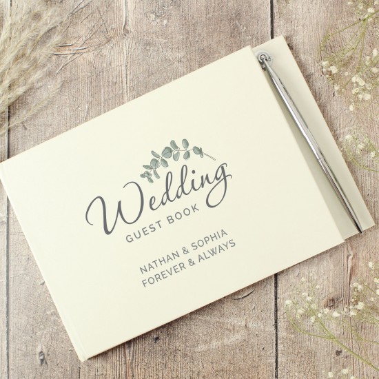 Personalised Botanical Wedding Guest Book & Pen