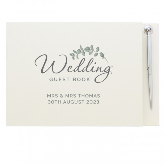 Personalised Botanical Wedding Guest Book & Pen