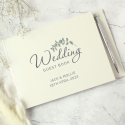 Personalised Botanical Wedding Guest Book & Pen