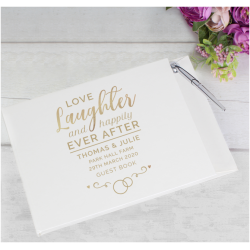 Personalised Happily Ever After Wedding Hardback Guest Book & Pen